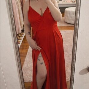 Elegant Red Spaghetti Strap Dress